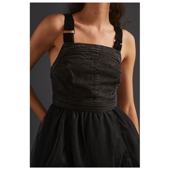 Anthro Denim tulle midi dress - Picture 3 of 12